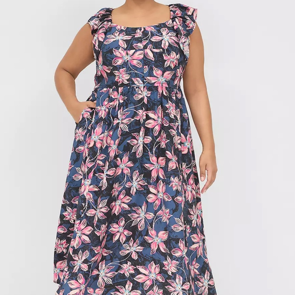 Lane Bryant Sleeveless Ruffle-Trim Midi Dress